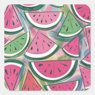 Watermelon Pattern Square Sticker