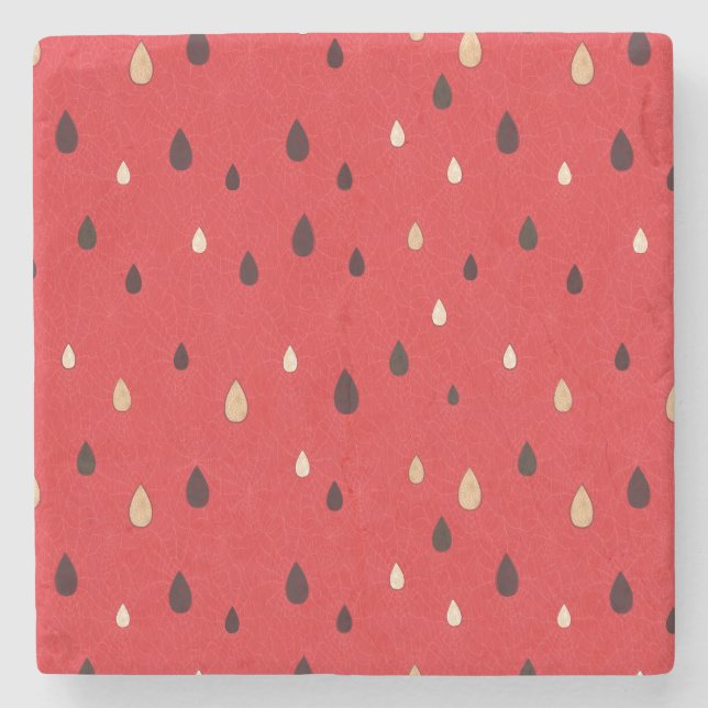 Watermelon Pattern Stone Coaster (Front)