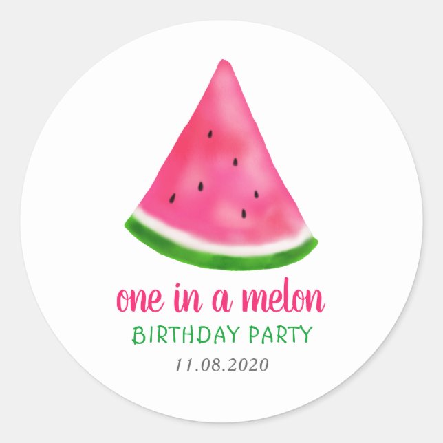 Watermelon Pattern Summer Cool Birthday Party Classic Round Sticker (Front)