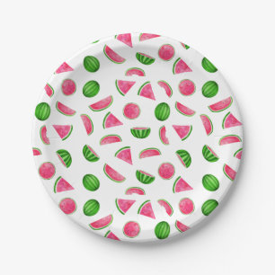 Watermelon Pattern Summer Cool Birthday Party Paper Plate