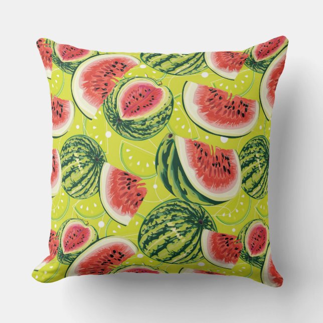 Watermelon Pattern Throw Pillow (Front)