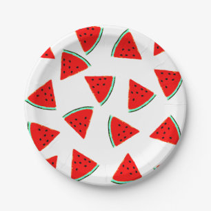 Watermelon Pattern Triangles Paper Plate