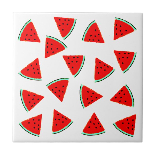 Watermelon Pattern Triangles Tile (Front)