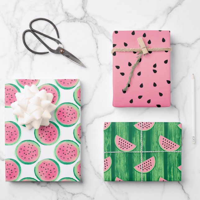 Watermelon Pattern  Wrapping Paper Sheet (Front)