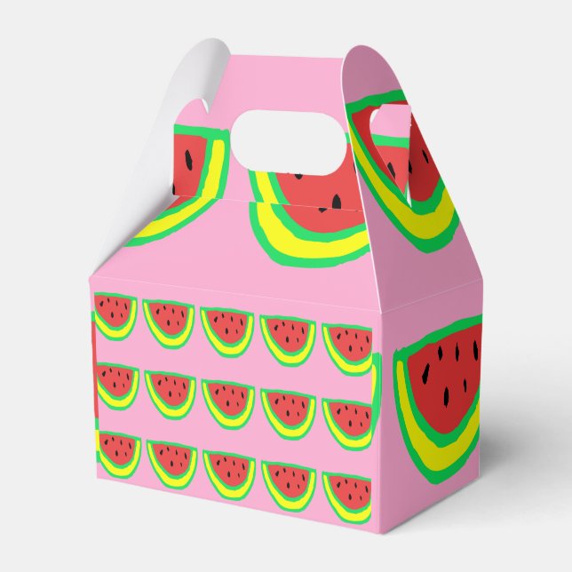 Watermelon Patterns Birthdays Baby Showers Pink Favor Box (Front Side)