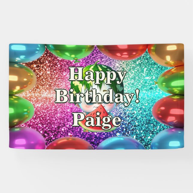 Watermelon Personalized character birthday Banner (Horizontal)