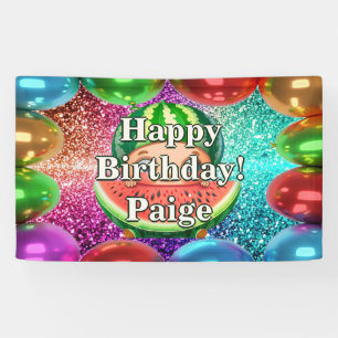 Watermelon Personalized character birthday banner