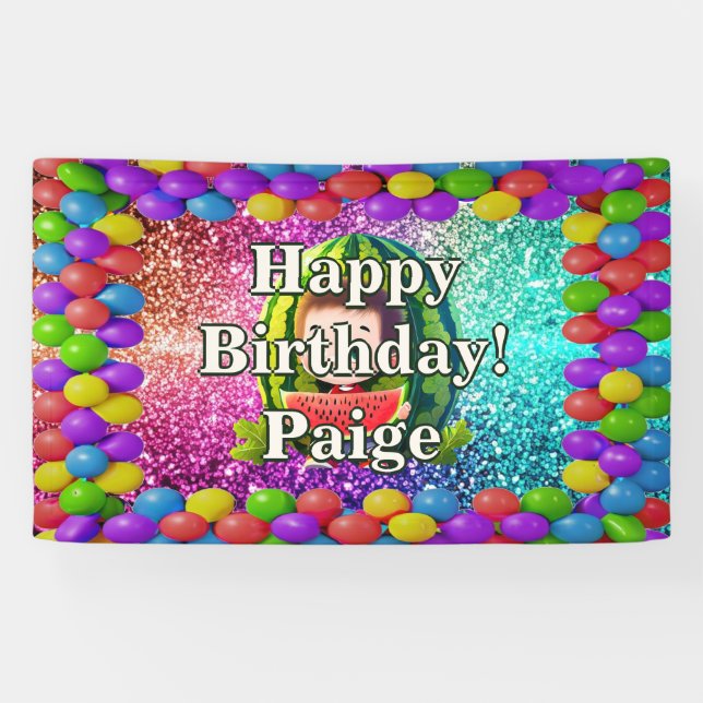 Watermelon Personalized character birthday banner (Horizontal)