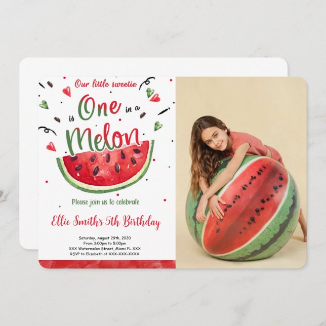Watermelon Photo Invitation (Front/Back)