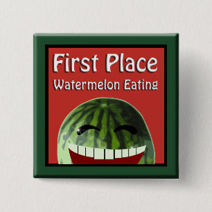 Watermelon Picnic 1st  Place Watermelon Eating 2 Inch Square Button