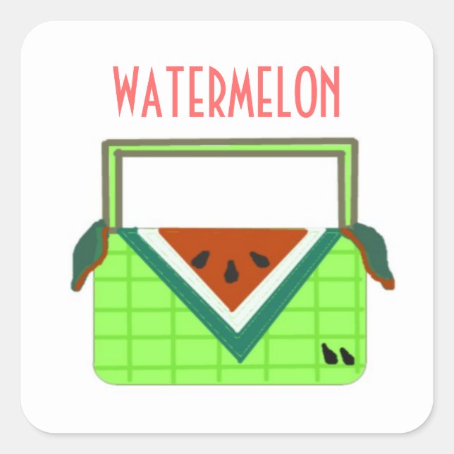Watermelon Picnic Basket Square Sticker (Front)