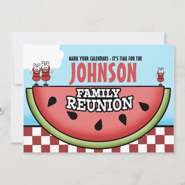 Watermelon Picnic Family Reunion Invitations (Front)