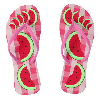 Watermelon Picnic Fruity Fun Summer Flip Flops