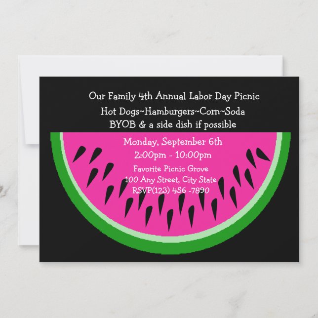 Watermelon/ Picnic Invitation (Front)