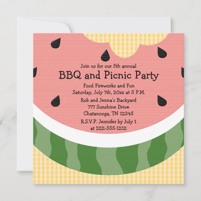 Watermelon Picnic Invite Invitations (Front)