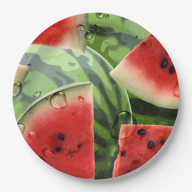 Watermelon Picnic Party 9in Paper Plate (Front)