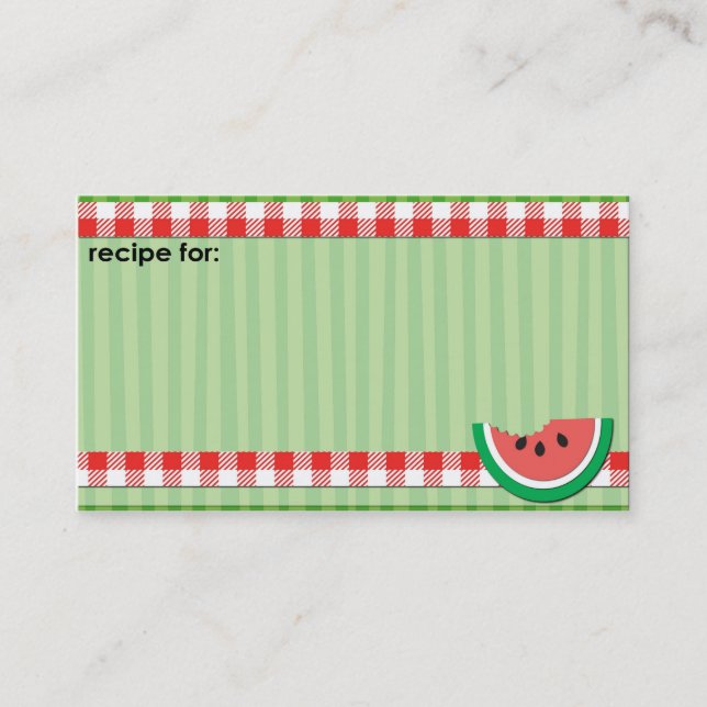 Watermelon picnic recipe business cards (Front)