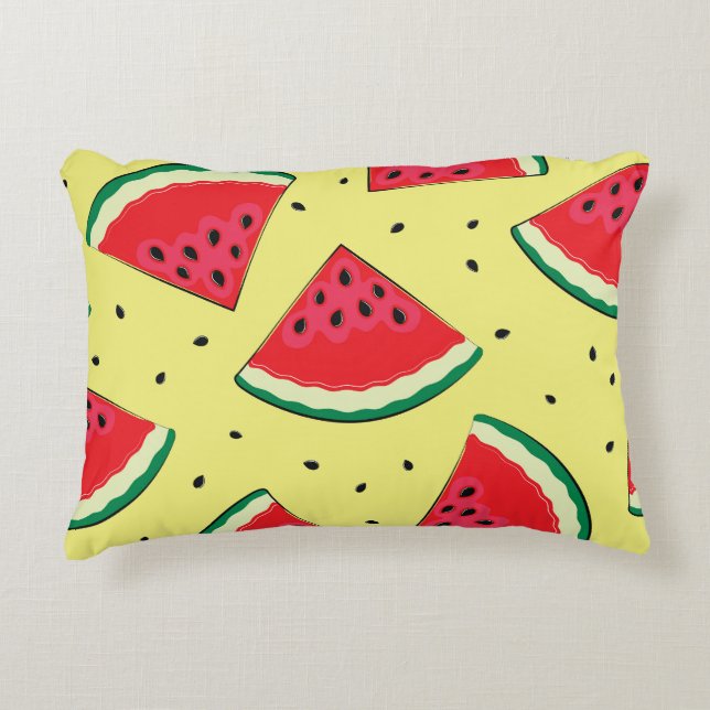 Watermelon Pieces: Summer Yellow Pattern Accent Pillow (Front)