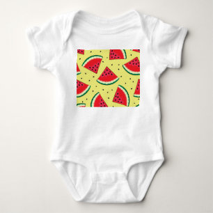 Watermelon Pieces: Summer Yellow Pattern Baby Bodysuit