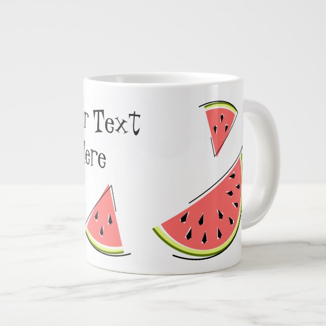 Watermelon Pieces Text Large Coffee Mug (Front Right)