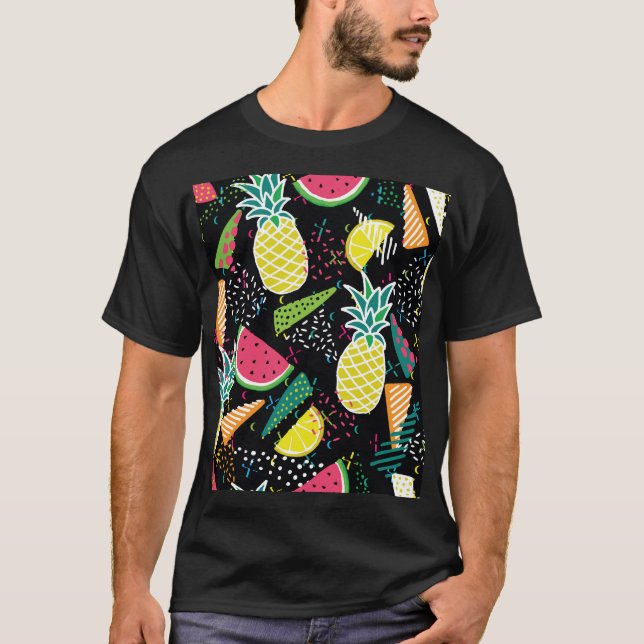 Watermelon Pineapple: Geometrical Seamless Pattern T-Shirt (Front)