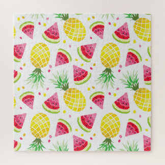 Watermelon Pineapple Summer Seamless Print Jigsaw Puzzle