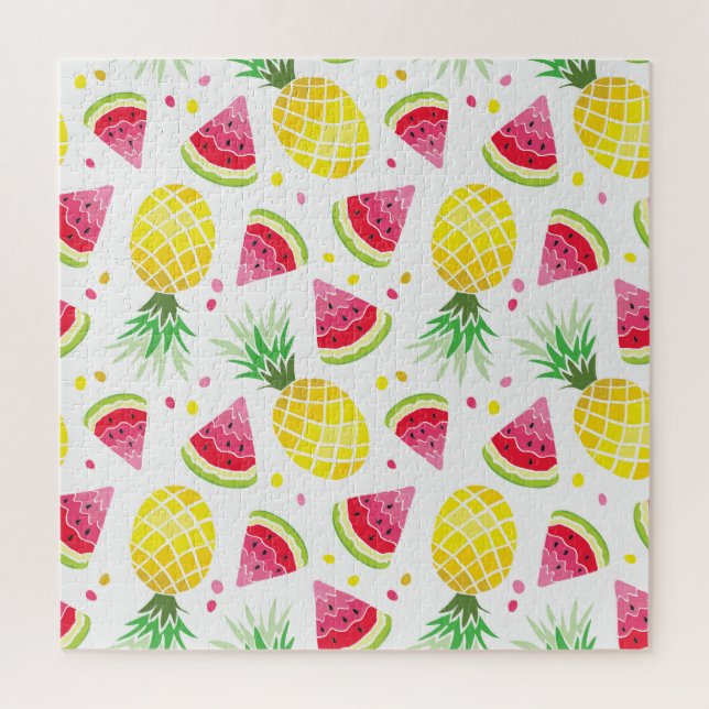 Watermelon Pineapple Summer Seamless Print Jigsaw Puzzle (Vertical)