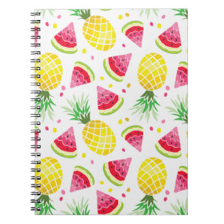 Watermelon Pineapple Summer Seamless Print Notebook