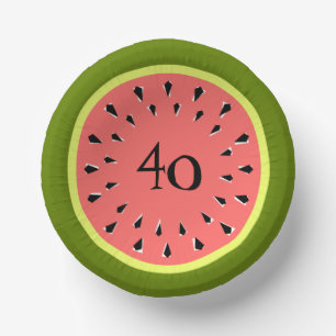 Watermelon Pink 40 Age Paper Plate