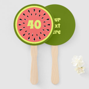 Watermelon Pink Age 40 Text Hand Fan