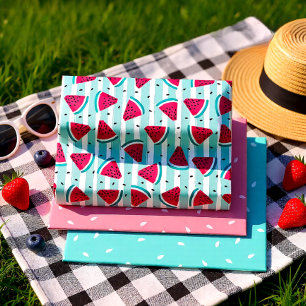 Watermelon pink and blue set of 3 wrapping paper sheet