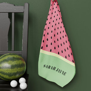Watermelon Pink and Green Golf Towel