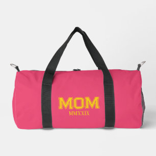 Watermelon Pink And Sunshine Yellow 'Mom' Gift Duffle Bag