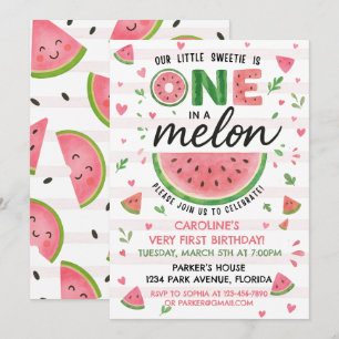  Watermelon Pink Birthday Invitation 