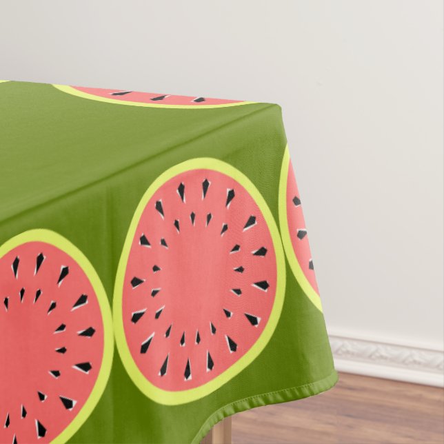 Watermelon Pink Border tablecloth large (In Situ)