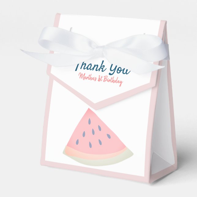 Watermelon Pink Girl Birthday Favor Box (Front Side)
