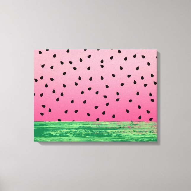 Watermelon Pink Green Canvas Print (Front)