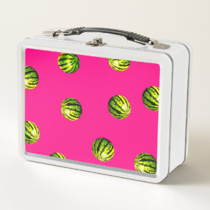 Watermelon Pink Metal Lunch Box