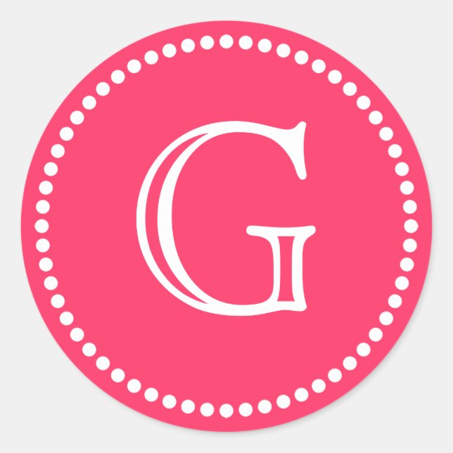 Watermelon Pink Monogram Envelope Seals Favour Tag (Front)