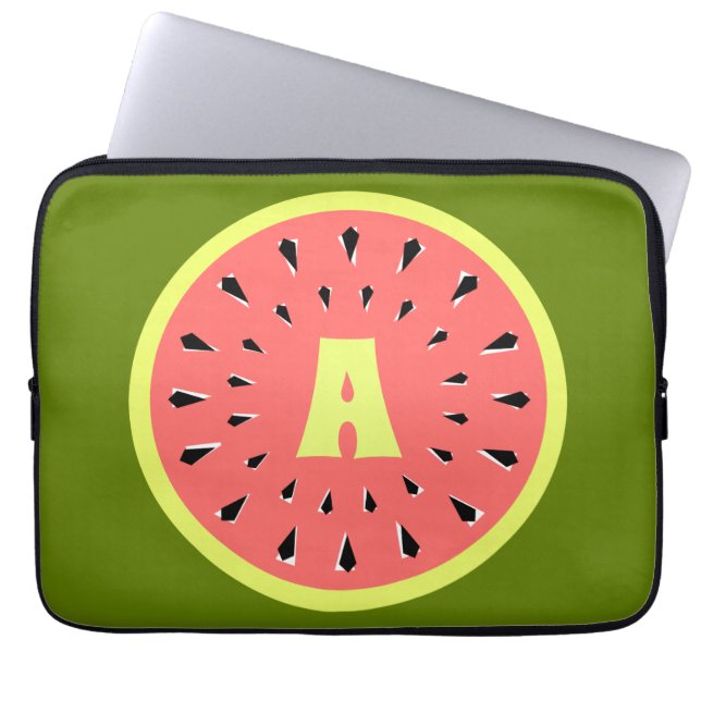 Watermelon Pink Monogram laptop sleeve (Front)