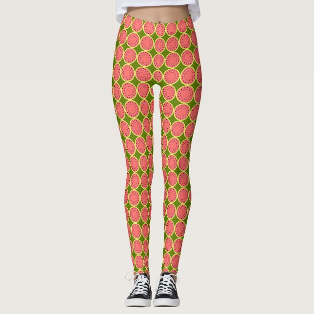 Watermelon Pink Multi Leggings (Front)