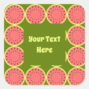 Watermelon Pink Multi Text Square Sticker