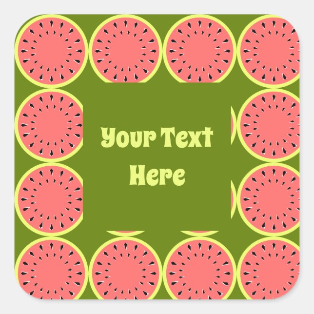 Watermelon Pink Multi Text Square Sticker (Front)