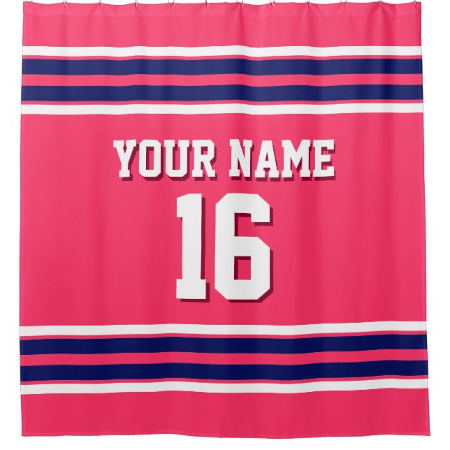 Watermelon Pink Navy White Stripes Sports Jersey (Front)