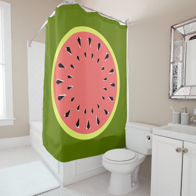 Watermelon Pink shower curtain (In Situ)
