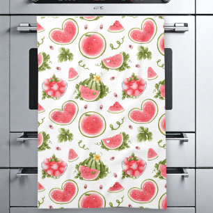Watermelon Pink White Summer Kitchen Towel