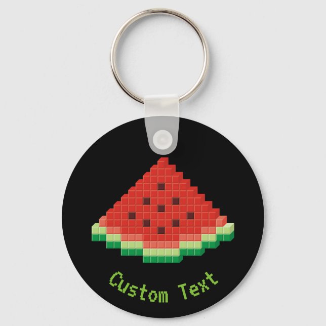 Watermelon Pixel Art Keychain (Front)
