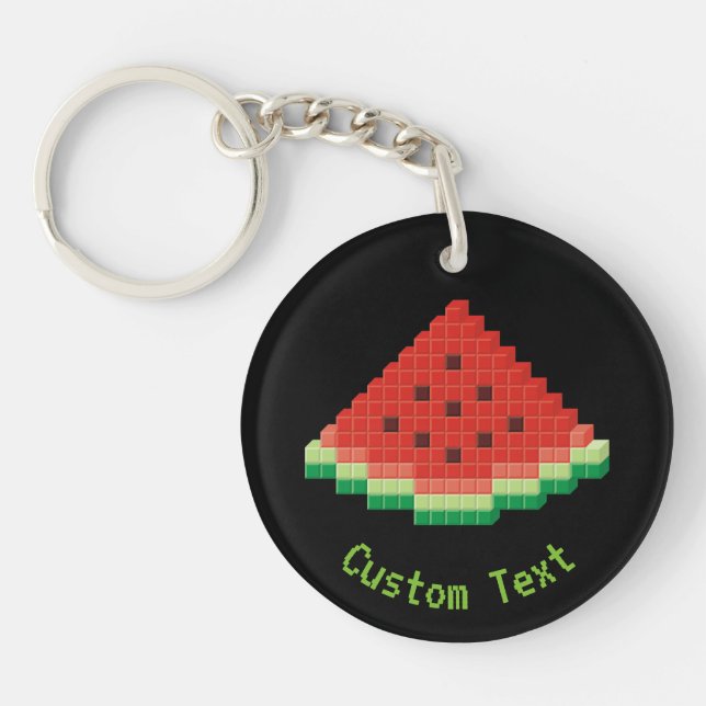 Watermelon Pixel Art Keychain (Front)