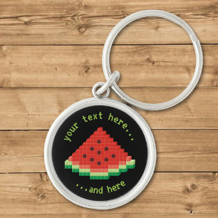 Watermelon Pixel Art Keychain