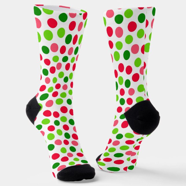 Watermelon Polka Dots Pattern Socks (Angled)